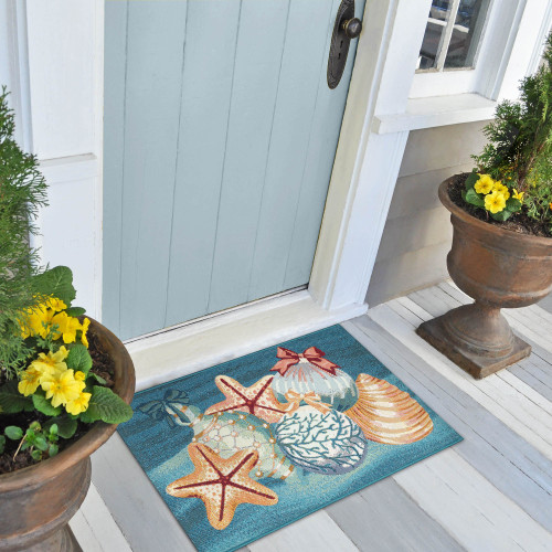 Coastal Holiday Gem Ornaments Woven Accent Rug front door Coastal Holiday Gem Ornaments Woven Accent Rug front door