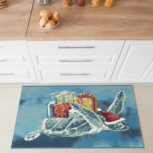 Santa Ocean Sea Turtle Woven Accent Rug kitchen view Santa Ocean Sea Turtle Woven Accent Rug kitchen view