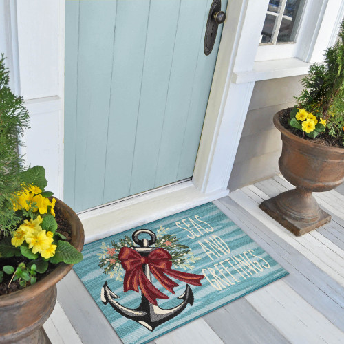 Seas and Greetings Anchor Holiday Woven Accent Rug front door Seas and Greetings Anchor Holiday Woven Accent Rug front door