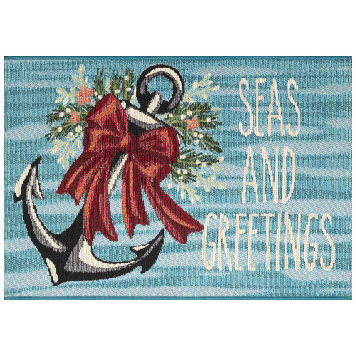 Seas and Greetings Anchor Holiday Woven Accent Rug Seas and Greetings Anchor Holiday Woven Accent Rug