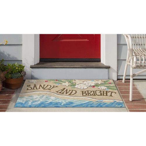 Holiday Sandy and Bright Hand Tufted Accent Rug front porch