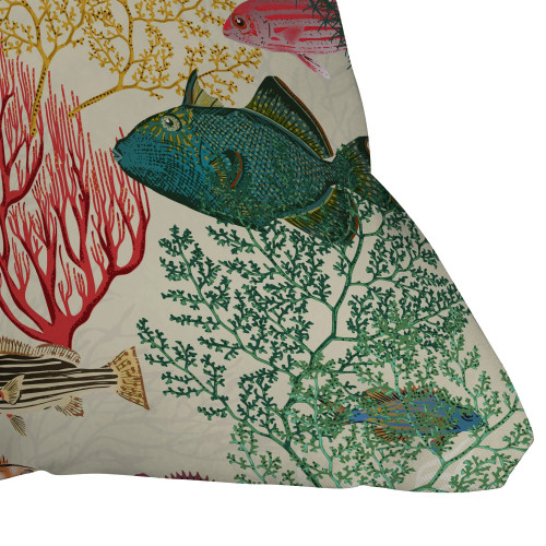 Deep Silent Coral Reef Decorative Oblong Indoor Pillow close up
