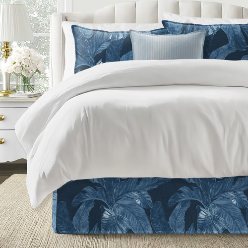 Captiva Beach Palms Indigo Blue Bedskirt - 
