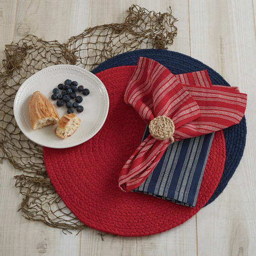 Essex Woven Red Round Set of Four Place Mats - nautical style