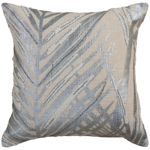 South Beach Silver Palms Embroidered Tropical Pillow