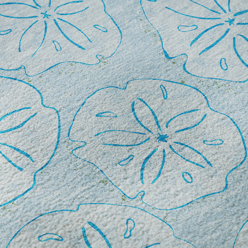 Sand Dollar Beach Blue Plush Area Rug close up pattern