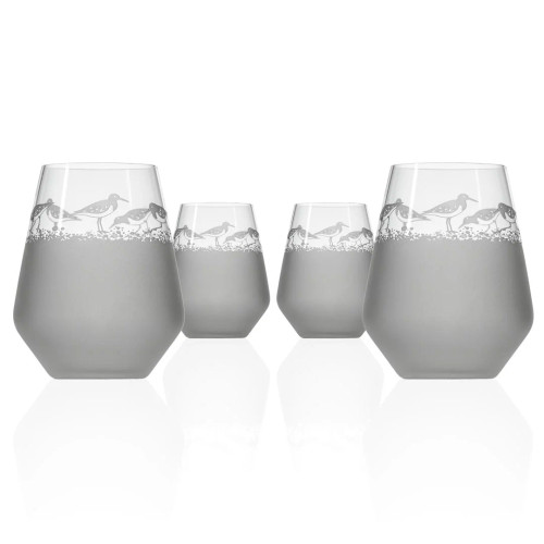 Sandpiper Frosted and Etched Stemless Tumblers