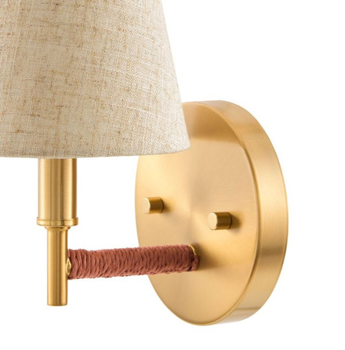 Mistral 1-Light Brass and Rattan Wall Sconce details