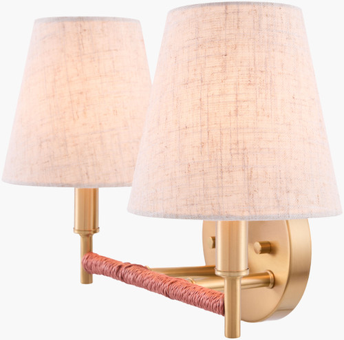 Mistral 2-Light Brass and Rattan Wall Sconce lights on