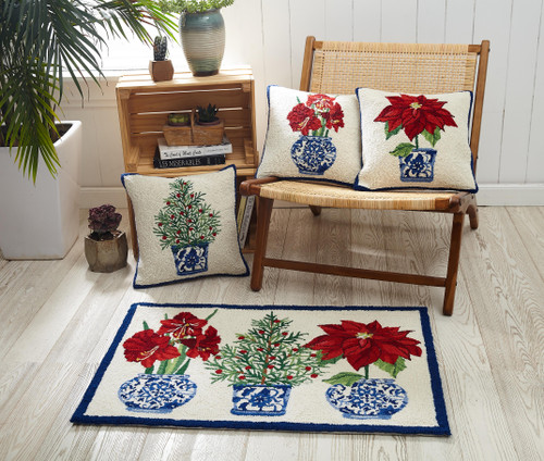 Ginger Jar Holiday Tree Hooked Pillow collection
