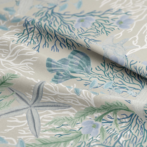 Ocean Blue Under The Sea Bedskirt fabric close up