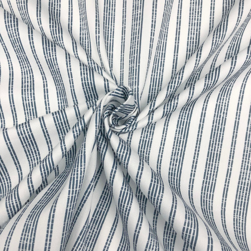 Pacific Stripe Navy Blue Designer Duvet Bedding Ensemble fabric close up