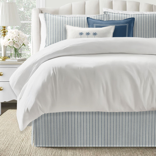Pacific Stripe Navy Blue Bedskirt