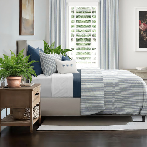 Pacific Stripe Navy Blue 8-Piece Comforter Ensemble side view