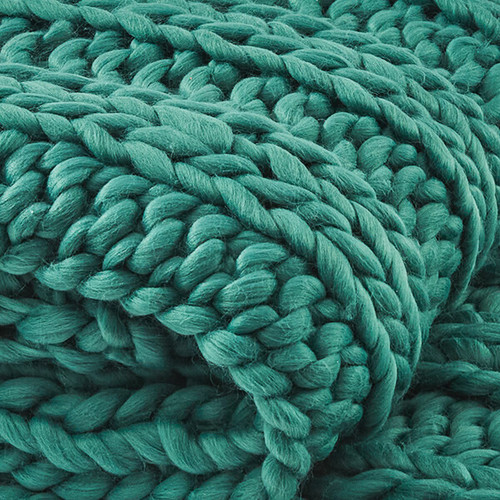Alpine Green Chunky Hand-Knit Throw close up