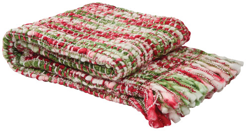 Holiday Red and Green Chunky Knit Throw