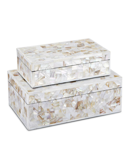 Iridescent Uma Mother of Pearl Shell Boxes - Set of 2