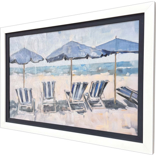Capri Striped Beach Chairs and Umbrella Art angle view Capri Striped Beach Chairs and Umbrella Art angle view