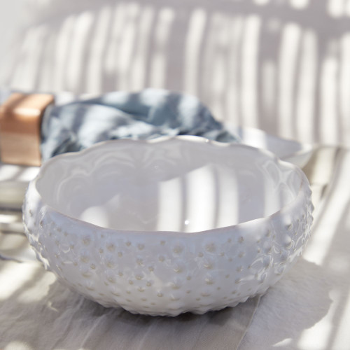 Sea Urchin Shaped White Aparte Bowl on table