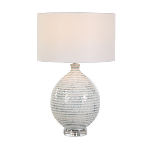 San Clarita Wave Striped Table Lamp light on