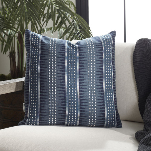 Backgammon Blue Luxury Indoor-Outdoor Pillow room view