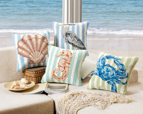 Seaside Striped Wool Hooked Pillow Collection