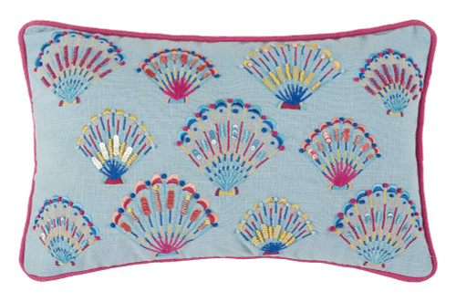 Lanai Tropical Sea Shells Embroidered Pillow