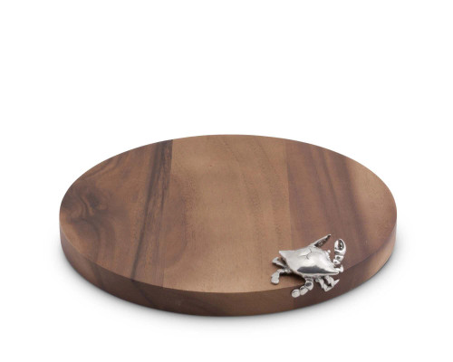 Polished Blue Crab Bar Round Serving Board side view 1