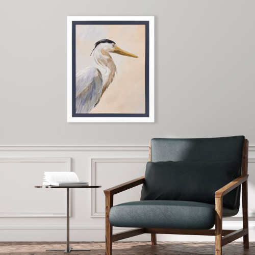 Heron Haven I Framed Shorebird Artwork  in room