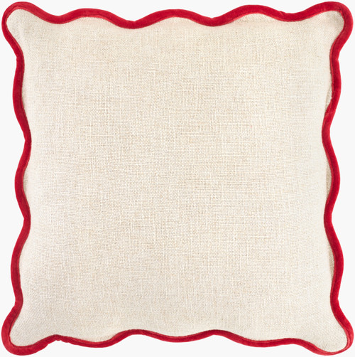 Calypso Scallop Pillow with Paprika Velvet Trim