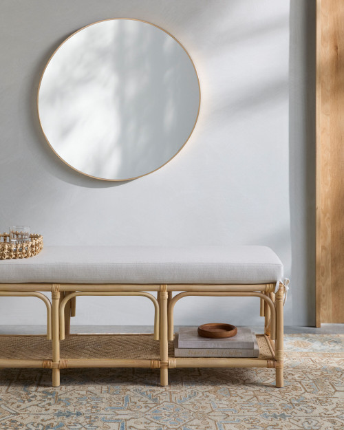 Kilauea Natural Rattan and Cushioned Bench room view