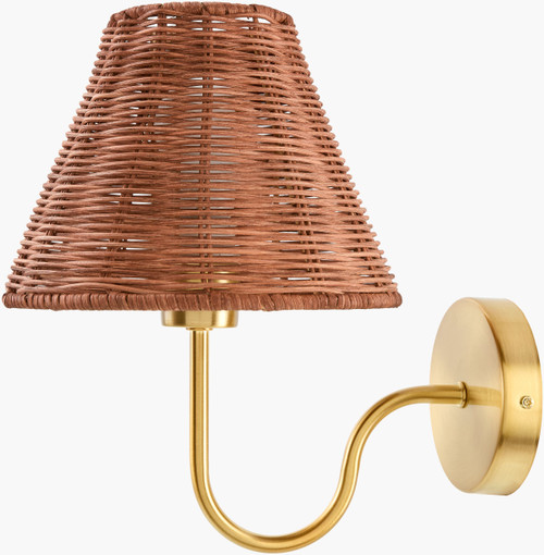 Marisol II Brass Lighting Sconce with Rattan Shade