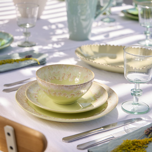 Taormina Sand Yellow Salad Plates on table