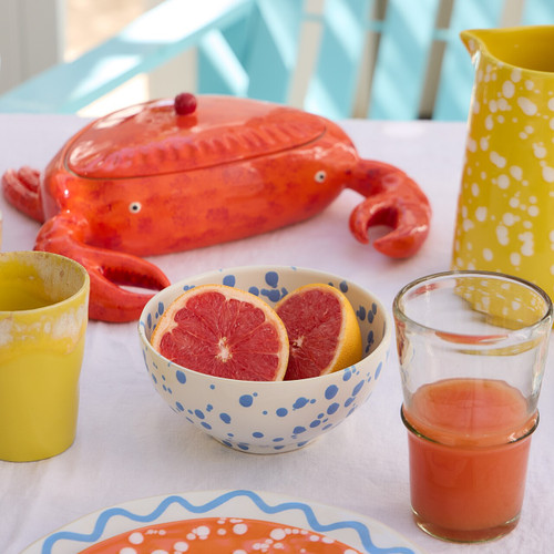 Coastal Summer by the Sea Crabby Lidded Tureen on table 