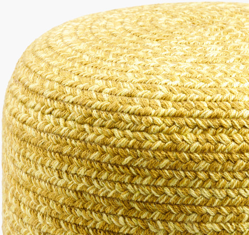 Summer Yellow Dunes Braided Outdoor Safe Pouf close up