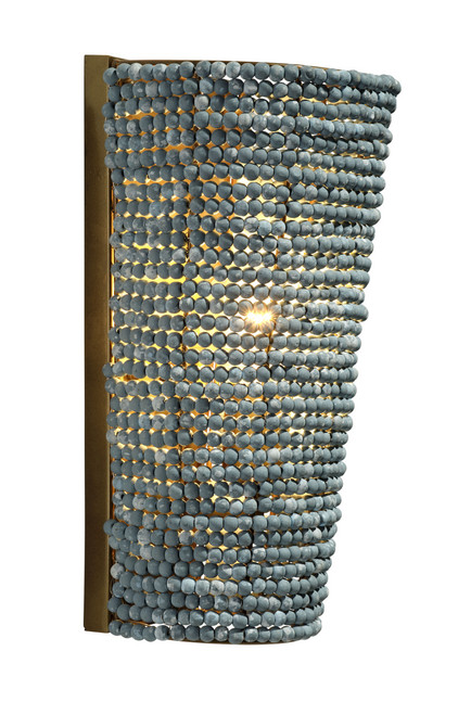 Seawall Blue Beaded Cone Wall Sconce  angle light on