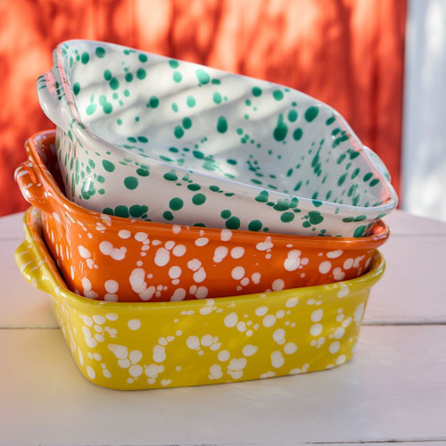 Green and White Polka Dot Rafaela Square Baker - all colors
