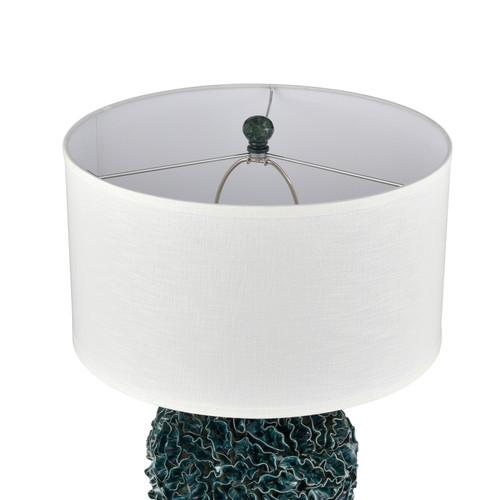 Green Glazed Larkin Sea Inspired Table Lamp shade and finial