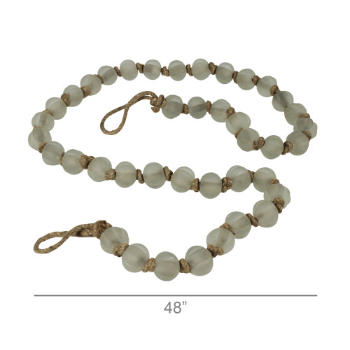 Tumbled Clear Sea Glass Beads and Jute Garland Accent measuments