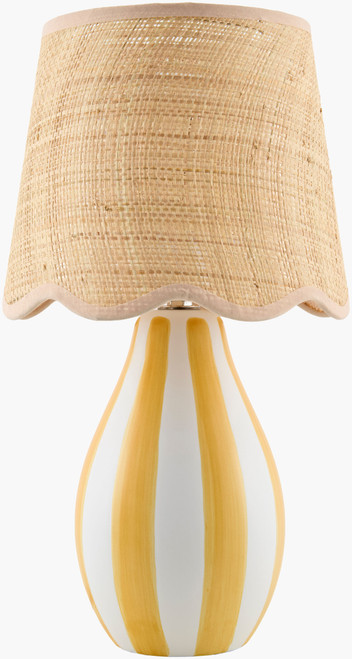 Yellow Cabana Accent Table Lamp with Raffia Shade