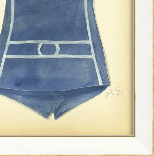 Vintage Nantucket Summer House Swimsuit Art signature