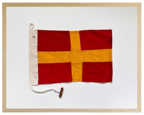 Romeo Signal Flag Shadowbox Art natural frame