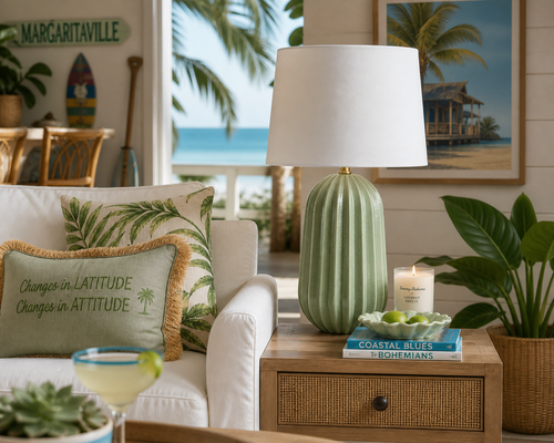 Laguna Green Coastal Table Lamp room view