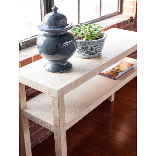 Gina Natural Raffia Wrapped Console Table room example