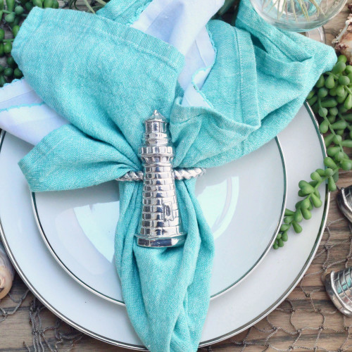 Lighthouse Napkin Rings-Set of 4 on table