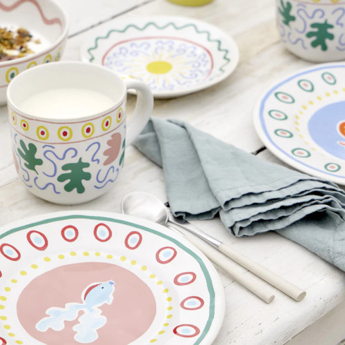 Maria Mint Linen Napkins - Set of Two with summer by the sea dinnerware