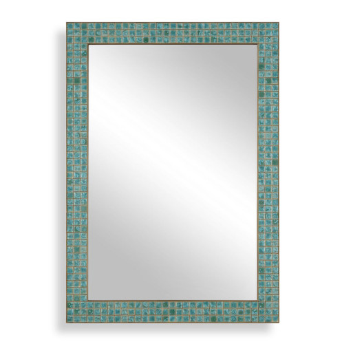 Coralie Teal Tile Framed Rectangle Mirror
