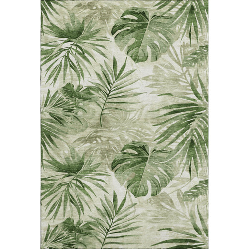 Belmar Coast Aloe Green Palms Plush Area Rug
