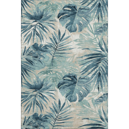 Belmar Coast Teal Palms Plush Area Rug