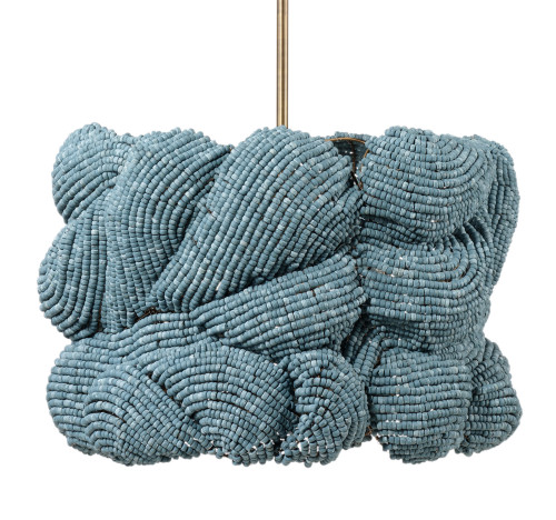 Tropical Anguilla Blue Beaded Chandelier lights off
